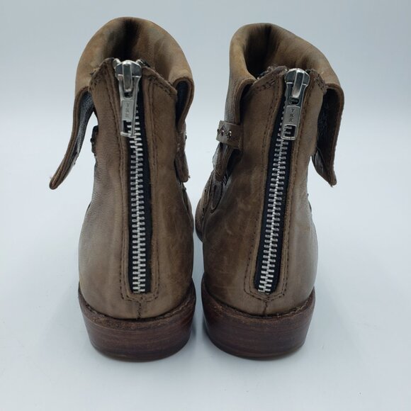 Free People Alamosa Boots 6.5 Womens Leather Ankle Booties Taupe Brown - Picture 5 of 12